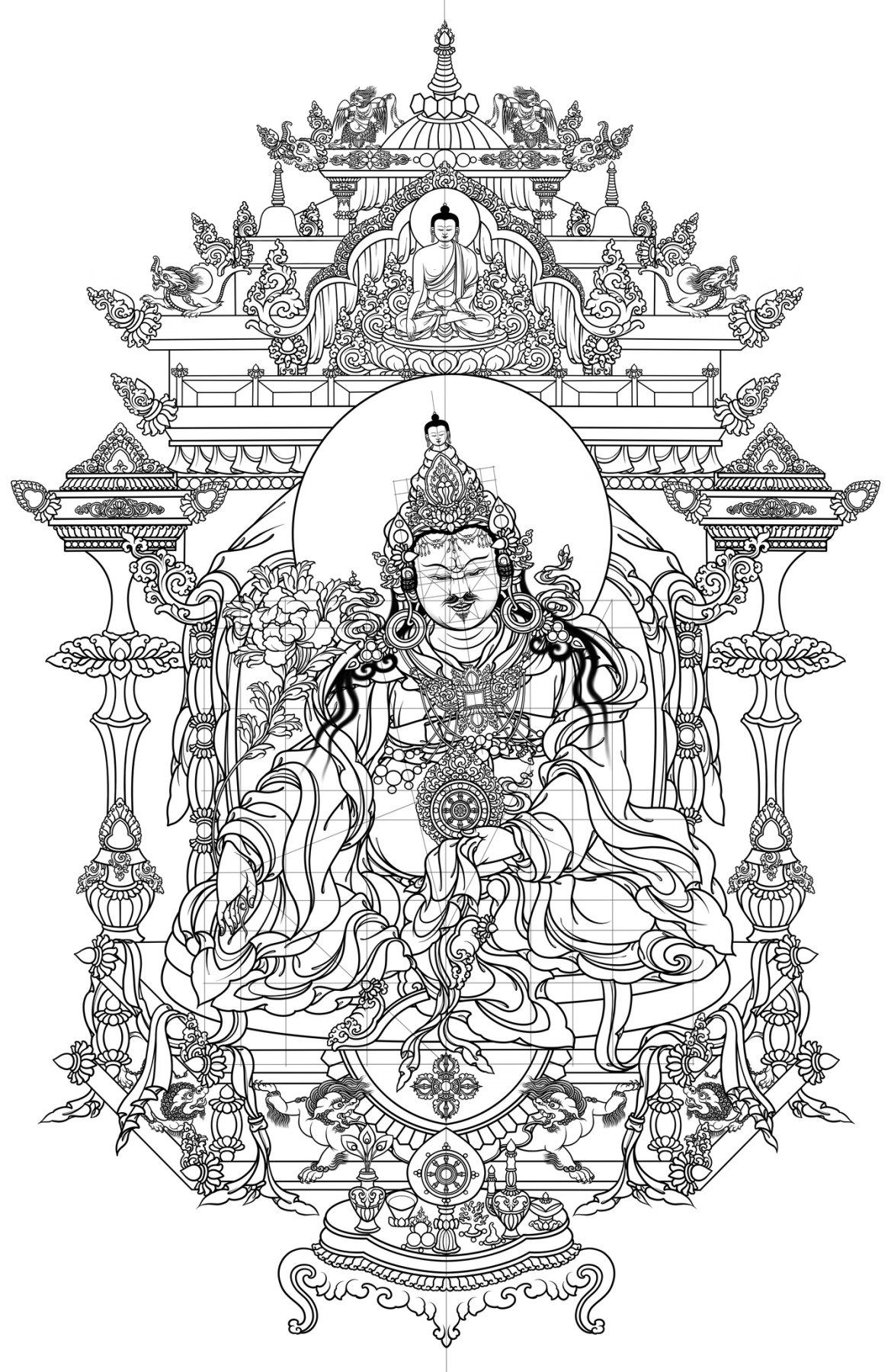 松贊干布像白描線稿